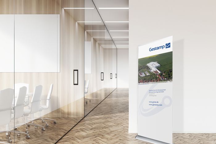 Hochwertiges Roll-up System mit Wunschmotiv bedrucken Hochwertiges Roll-up mit Digitaldruck